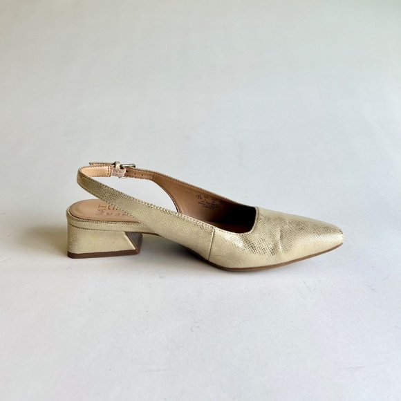 Naturalizer Gold Silver Animal Print Leather Close Toe Slingbacks size 7.5 - Picture 5 of 16